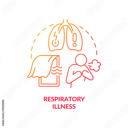 Respiratory illness red gradient concept icon. Infectious diseases. Health effect of overcrowding abstract idea thin line illustration. Isolated outline drawing. Myriad Pro-Bold fonts used