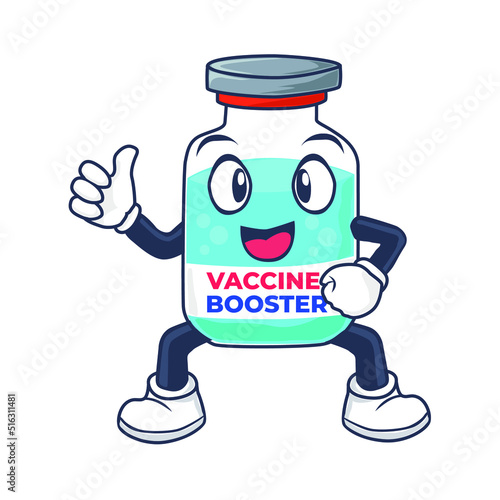 Vaccine Booster Mascot Vector Illustration For Medical Health And Hospital