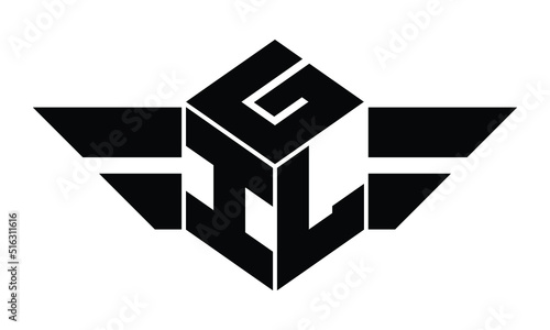 GIL three letter gaming logo in polygon cube shape logo design vector template. wordmark logo | emblem logo | monogram logo | initial letter logo | sports logo | minimalist logo | typography logo |