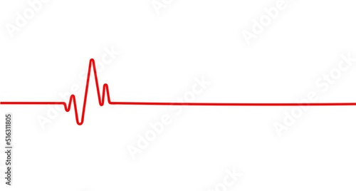 Cardiogram, heartbeat chart. Red line. Vector image of an accelerated heart rate. Health care flat isolated icon. Template for advertising logo design.