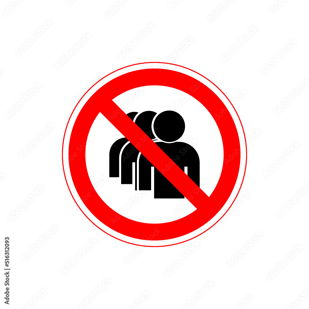 No or Stop. Queue icon. People waiting sign isolated on white background No or Stop. Queue icon. People waiting sign isolated on white background