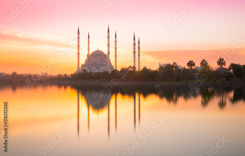 Sabancı Merkez Camii (English: Sabancı Central Mosque) in Adana, Turkey. The mosque is the second largest mosque in Turkey and the landmark in the city of Adana photo