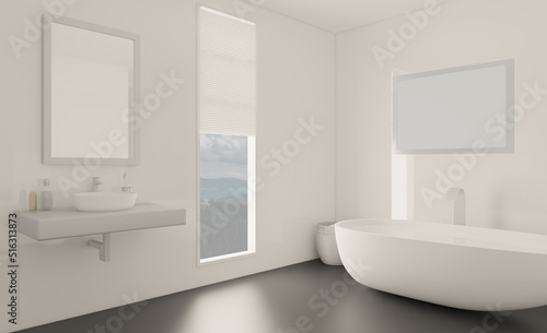 . Abstract  toilet and bathroom interior for background. 3D rendering.