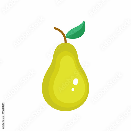 Fresh garden pear fruit vector color icon. EPS 10. Summer fruits illustration. Vegetarian menu. Vegan, healthy food. Can be used for topics like freshness, detox, nutrition, restaurant, market.