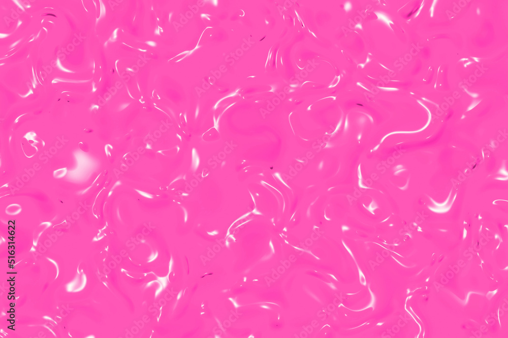 abstract texture of glass surface of pink. Glossy surface of water. Texture of liquid molten gold. Horizontal image. 3D image. 3D rendering.