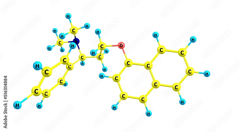 Dapoxetine molecular structure isolated on white Dapoxetine molecular structure isolated on white