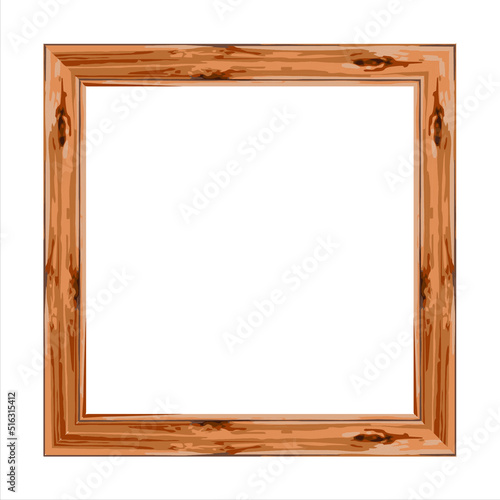 Minimalist square wooden frame. Vector