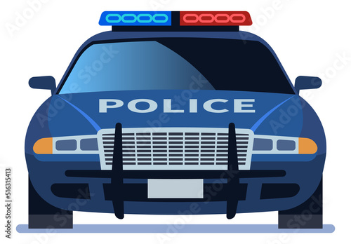 Police car front view. Patrol auto icon