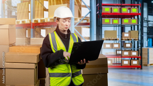 Warehouse manager woman. La...