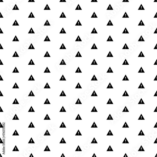Square seamless background pattern from geometric shapes. The pattern is evenly filled with big black warning symbols. Vector illustration on white background