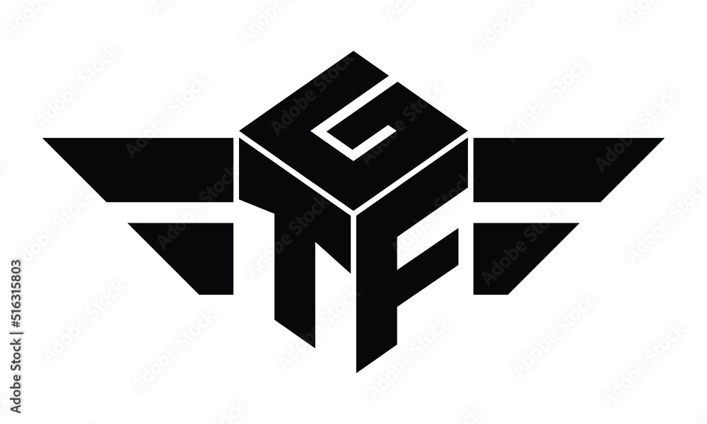Gtf Three Letter Gaming Logo In Polygon Cube Shape Logo Design Vector