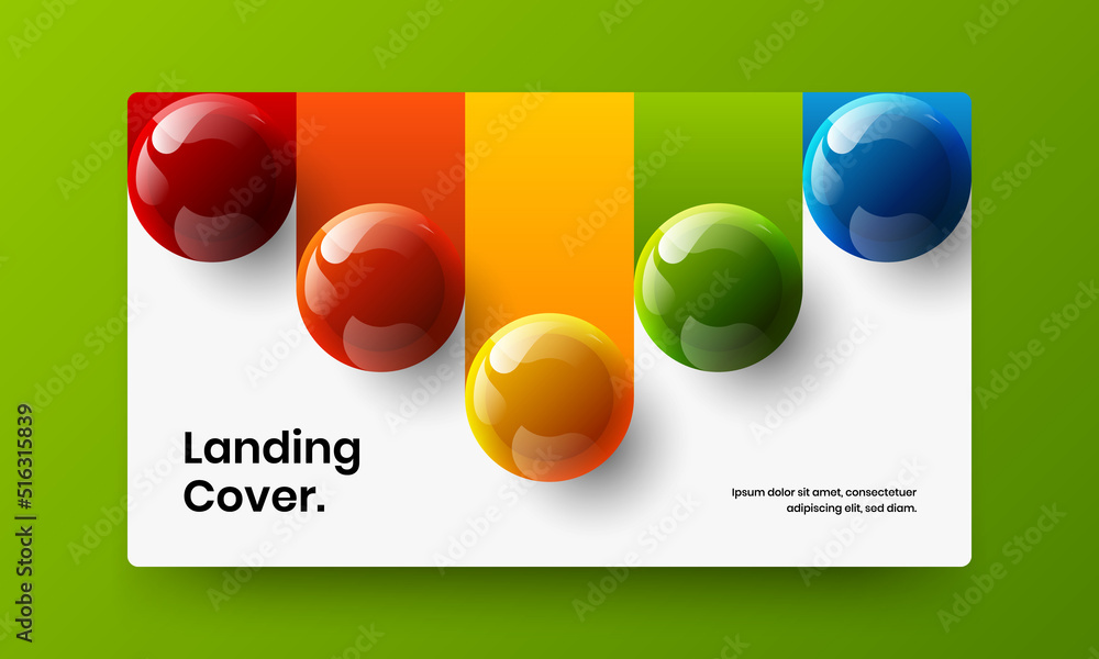 Creative site screen vector design template. Abstract 3D balls corporate identity concept.