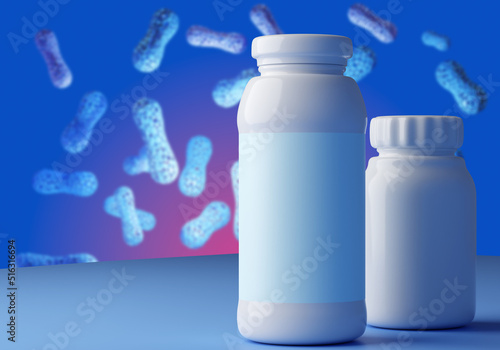 White bottles with probioti...
