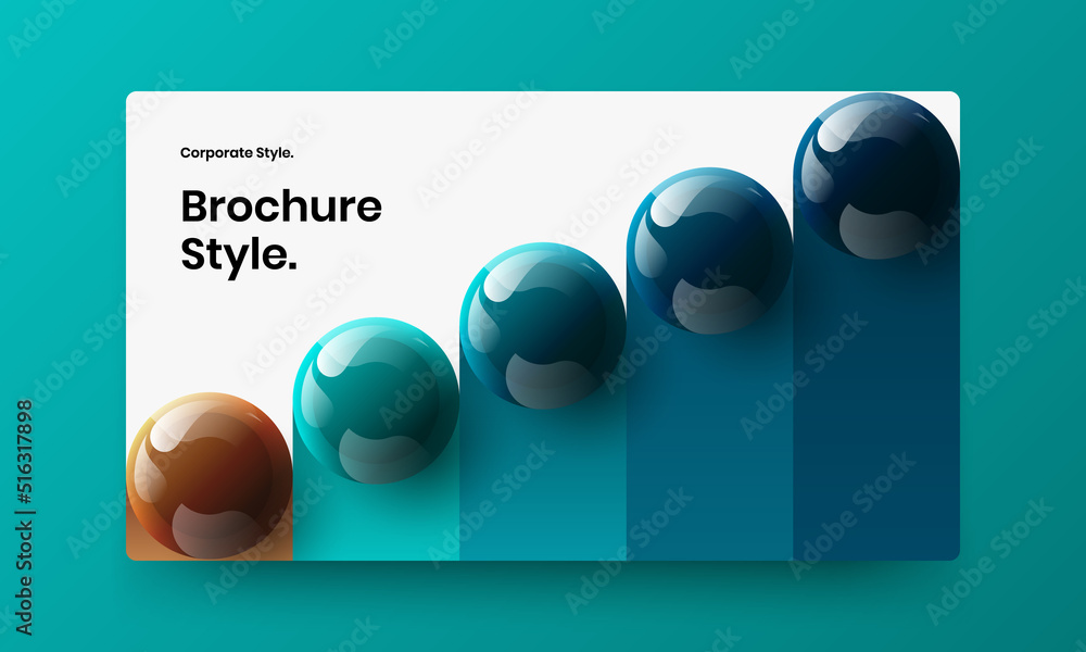 Multicolored annual report vector design template. Minimalistic 3D balls site screen layout.