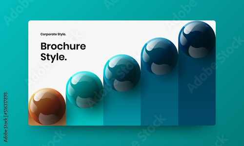 Multicolored annual report vector design template. Minimalistic 3D balls site screen layout.