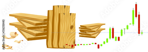 World lumber prices.Business chart investment trading stock market trend graph. Vector illustration