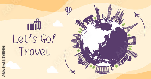 Let's go travel vector banner illustration