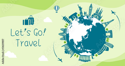 Let's go travel vector banner illustration