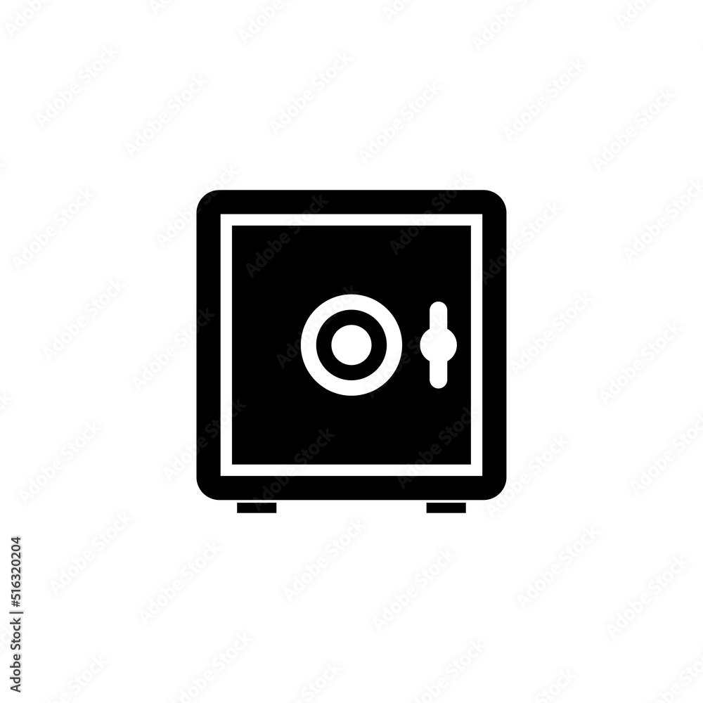 Metal Bank Safe, Strongbox for Money Saving. Flat Vector Icon illustration. Simple black symbol on white background. Metal Bank Safe, Strongbox sign design template for web and mobile UI element. Metal Bank Safe, Strongbox for Money Saving. Flat Vector Icon illustration. Simple black symbol on white background. Metal Bank Safe, Strongbox sign design template for web and mobile UI element.