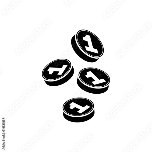 Many One Cent Coins, Money or Cryptocurrency. Flat Vector Icon illustration. Simple black symbol on white background. Many One Cent Coins, Money sign design template for web and mobile UI element.