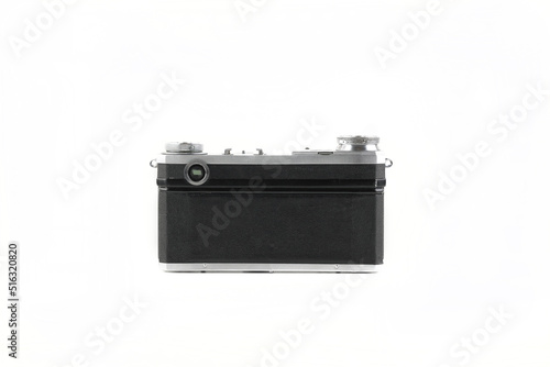 Fotografía Old vintage rangefinder film camera on white background.