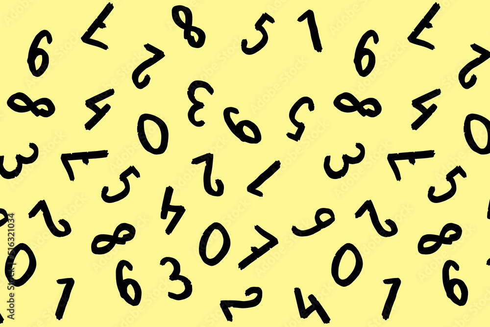 template with the image of keyboard symbols. a set of numbers. Surface template. pastel yellow background template with the image of keyboard symbols. a set of numbers. Surface template. pastel yellow background