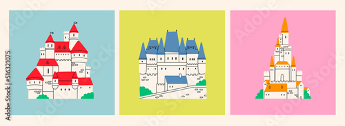 Fotografiet Set of three Medieval Castles