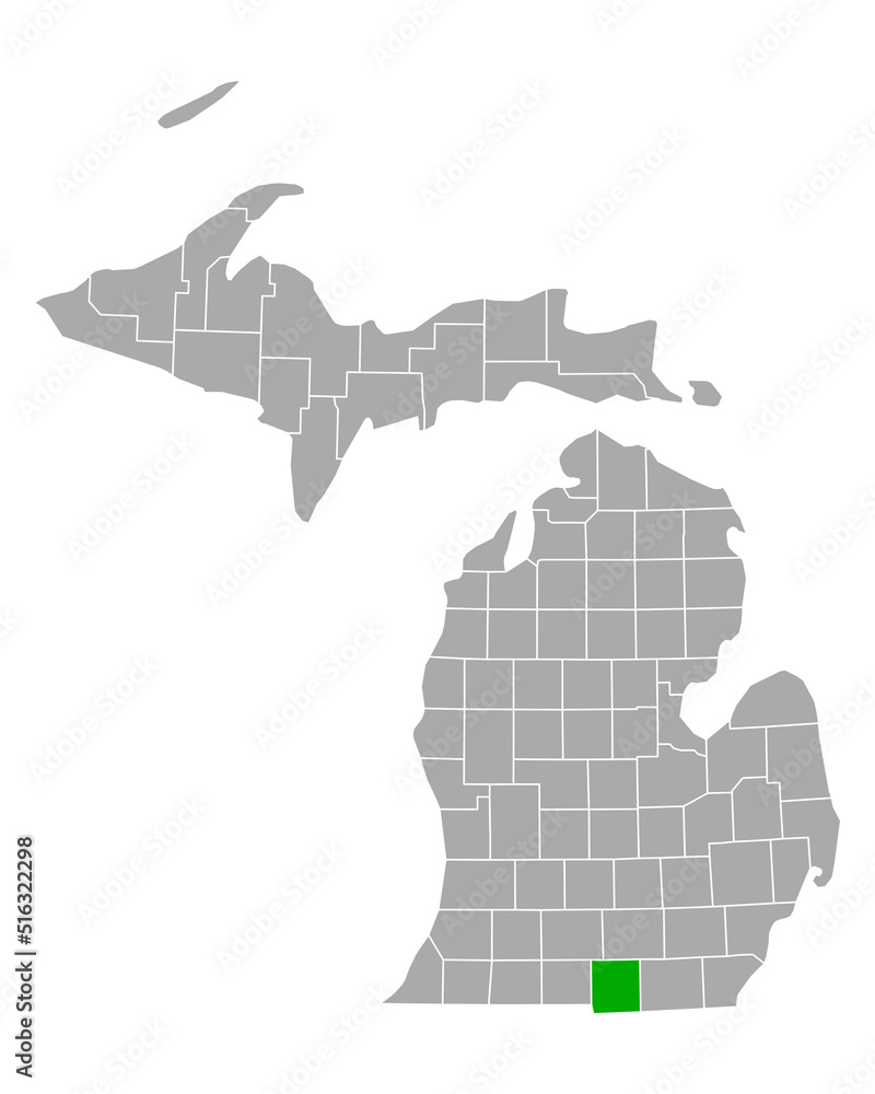 Obraz premium Karte von Hillsdale in Michigan