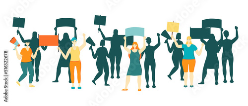 Women protest with banners vector flat illustration © Маргарита Помазанова