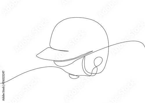 Canvas Print Baseball helmet one line art
