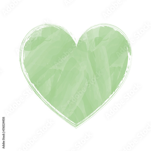 green watercolor vector heart shape brush painted ink stamp banner frame	