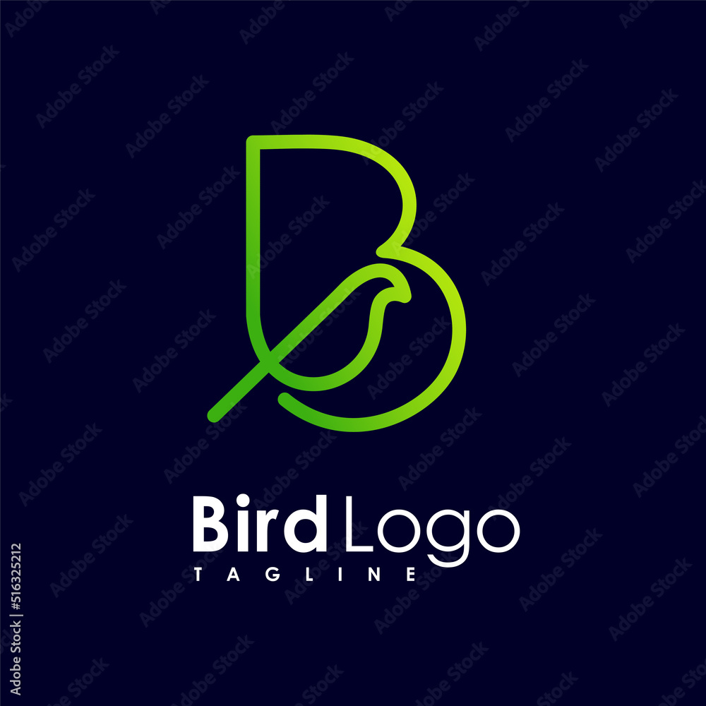Bird logo with letter B concept Stock Vector | Adobe Stock
