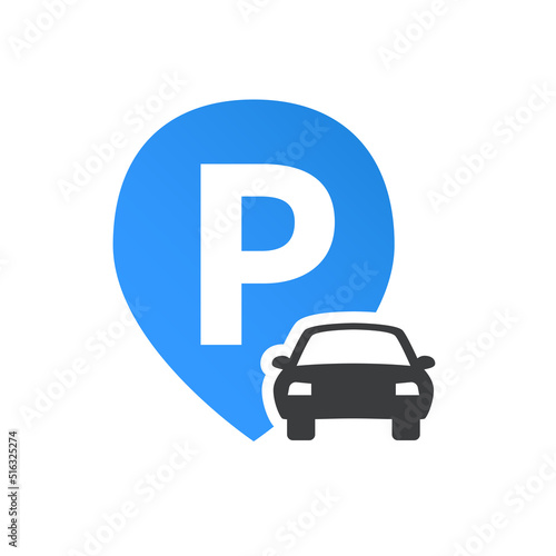 Car Parking Flat Design Vector Icon