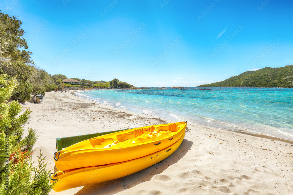 Stunning view of  beach of Santa Giulia resort.