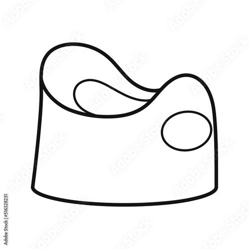 Baby potty. Coloring book for children. Black and white vector illustration.