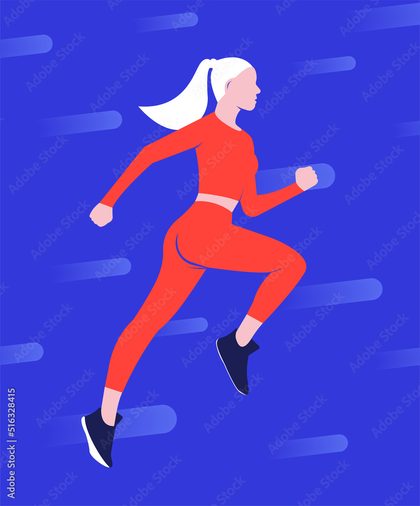 Woman running vector illustration