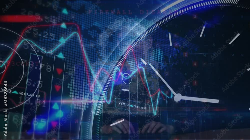 Animations of financial data processing over dark background Animations of financial data processing over dark background