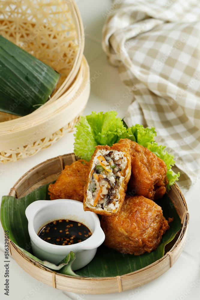 Stuffed Fried Tofu Served with Spicy Sweet Soy Sauce Stuffed Fried Tofu Served with Spicy Sweet Soy Sauce