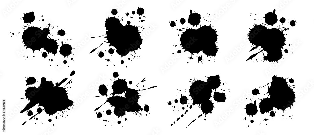 Abstract black watercolor ink blobs - 7