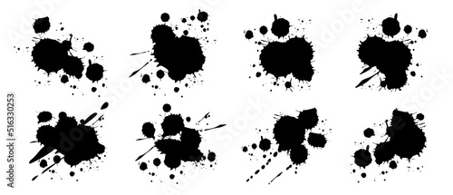 Abstract black watercolor ink blobs - 7