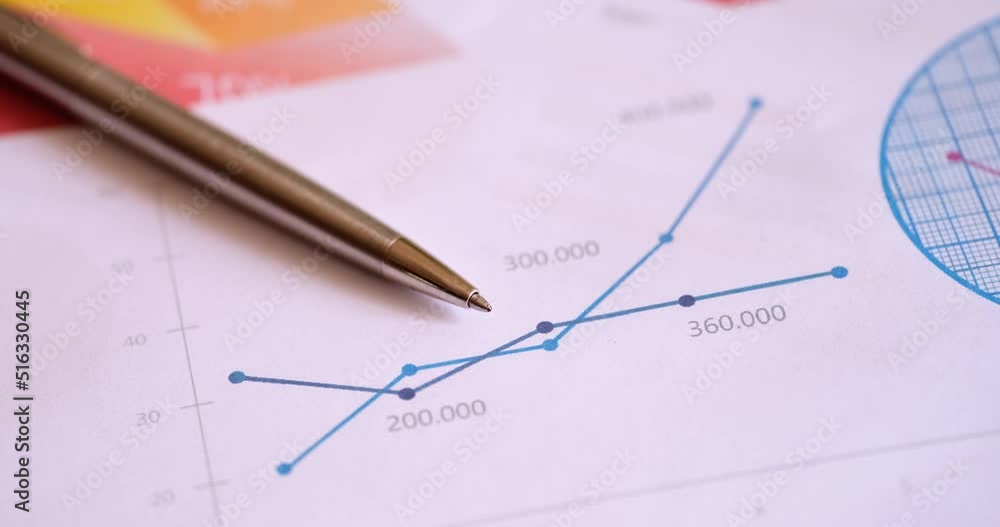 Business chart with pen marketing and analytics Business chart with pen marketing and analytics