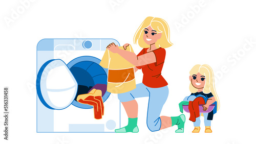 clothes dryer vector. laundry home washer, clean cloth, rack room, bathroom clothes dryer character. people flat cartoon illustration