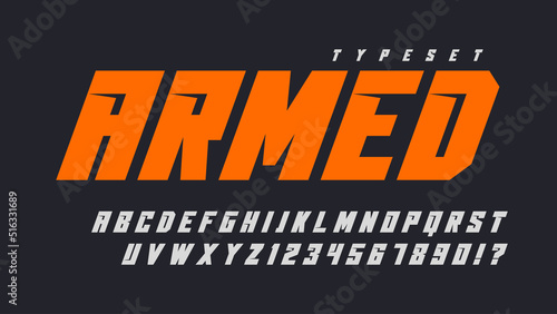 Dynamic alphabet design, typeface, letters and numbers