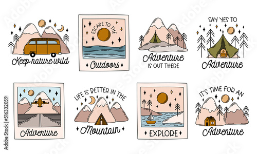 Adventure vector illustration set