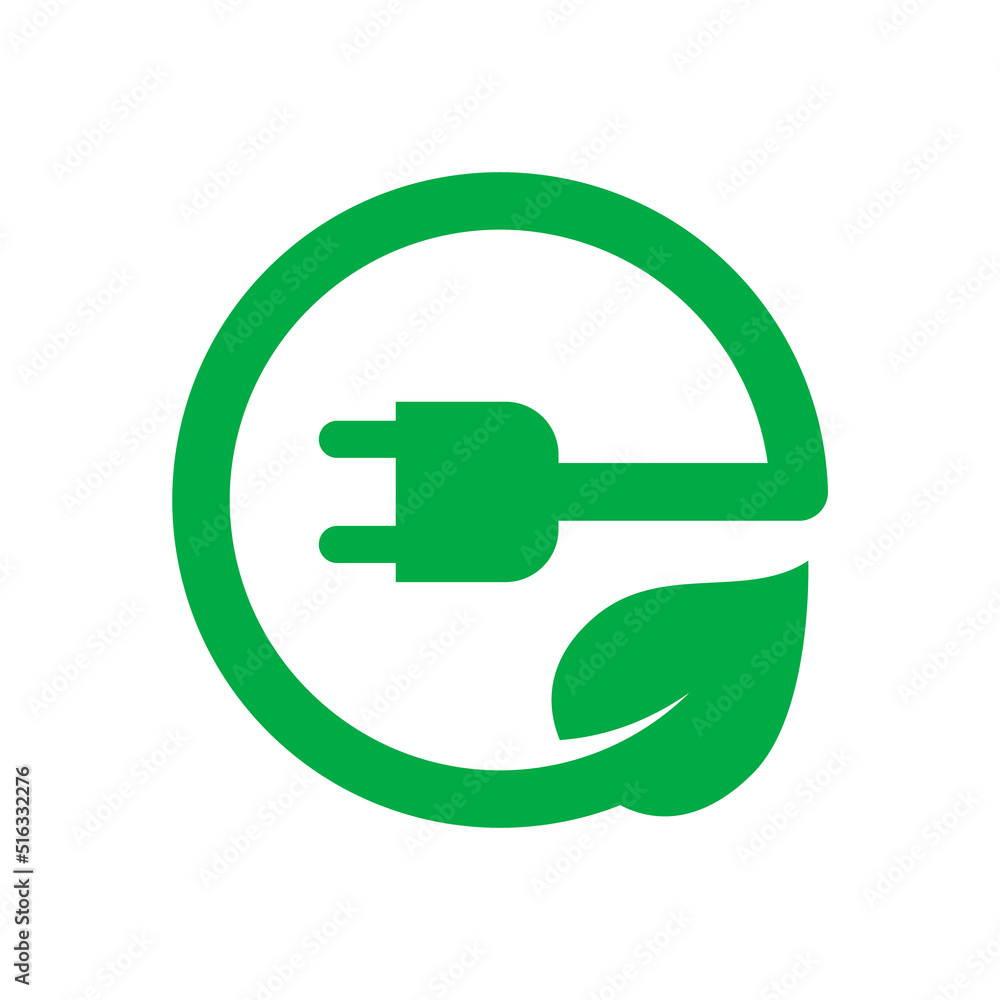 Green energy logo. Letter E with a plug and a leaf. Sustainable clean energy symbol. Renewable natural resources idea. Carbon neutrality. Zero emission. Ecology. Vector illustration, flat, clip art. Green energy logo. Letter E with a plug and a leaf. Sustainable clean energy symbol. Renewable natural resources idea. Carbon neutrality. Zero emission. Ecology. Vector illustration, flat, clip art.