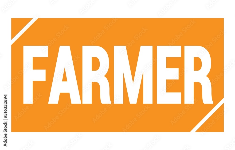 FARMER text written on orange stamp sign. FARMER text written on orange stamp sign.