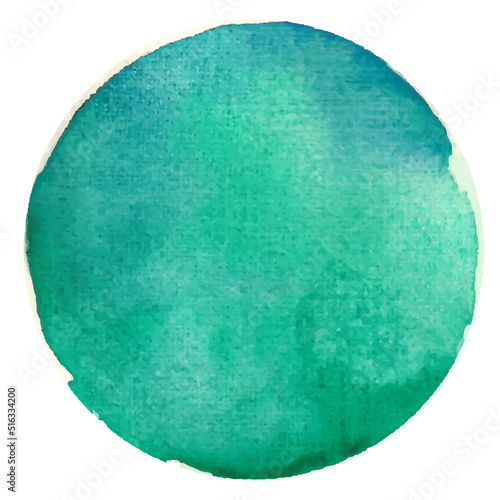 Watercolor figures. Watercolor drops. Aquamarine blue watercolor hand painted circle isolated on white. Round spots, drops of aquamarine blue color. 