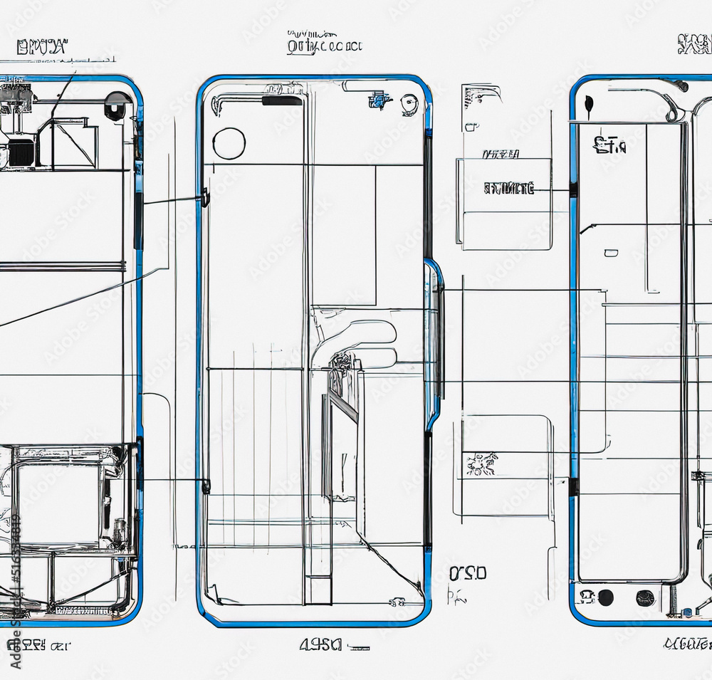 technical drawing of smartphone Stock Illustration Adobe Stock