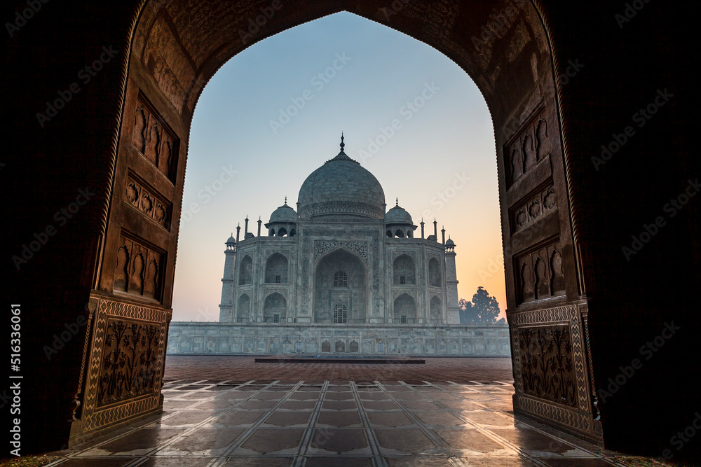 View at the Taj Mahal in Agra, Uttar Pradesh, India, Asia