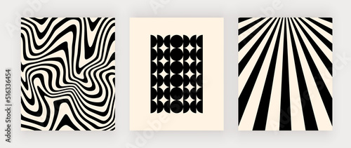 Black mid century wall art prints with geomtric shapes
